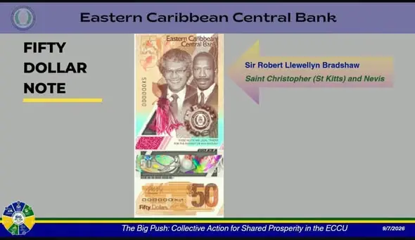 Robert Llewellyn Bradshaw to Feature on New EC$50 Banknote