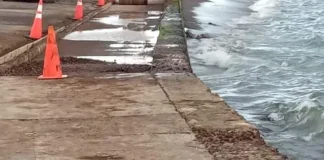 Bay Road near Thibou Avenue in Irish Town has been closed down due to an unexpected asphalt collapse on Monday, October 13